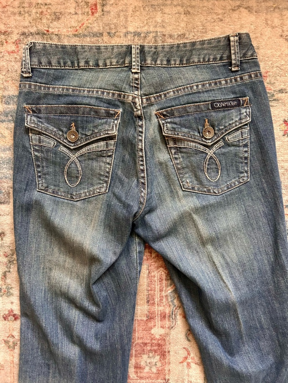 Calvin Klein Jeans Denim Mid Rise Straight Classic Detailed Pockets Classic - Picture 13 of 14